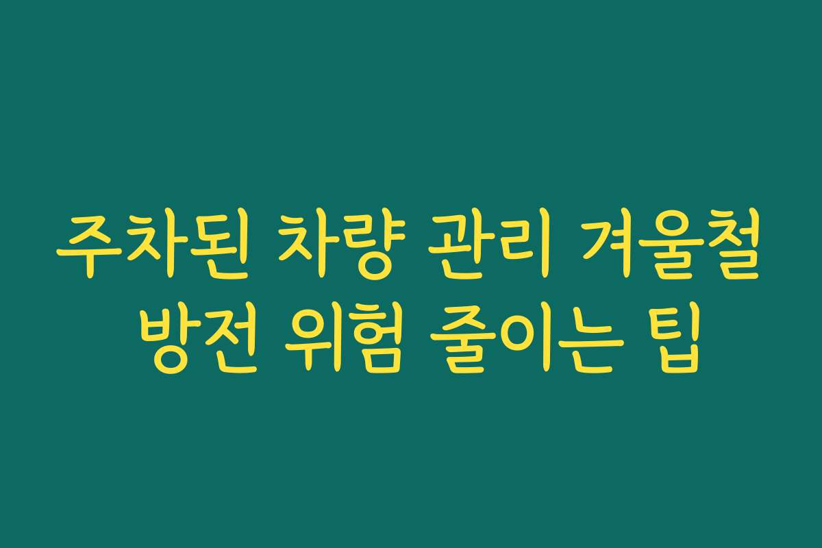 주차된 차량 관리 겨울철 방전 위험 줄이는 팁