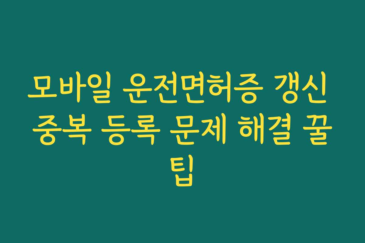 모바일 운전면허증 갱신 중복 등록 문제 해결 꿀팁