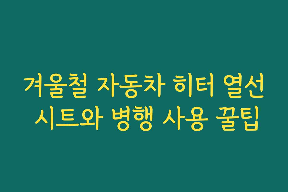겨울철 자동차 히터 열선 시트와 병행 사용 꿀팁