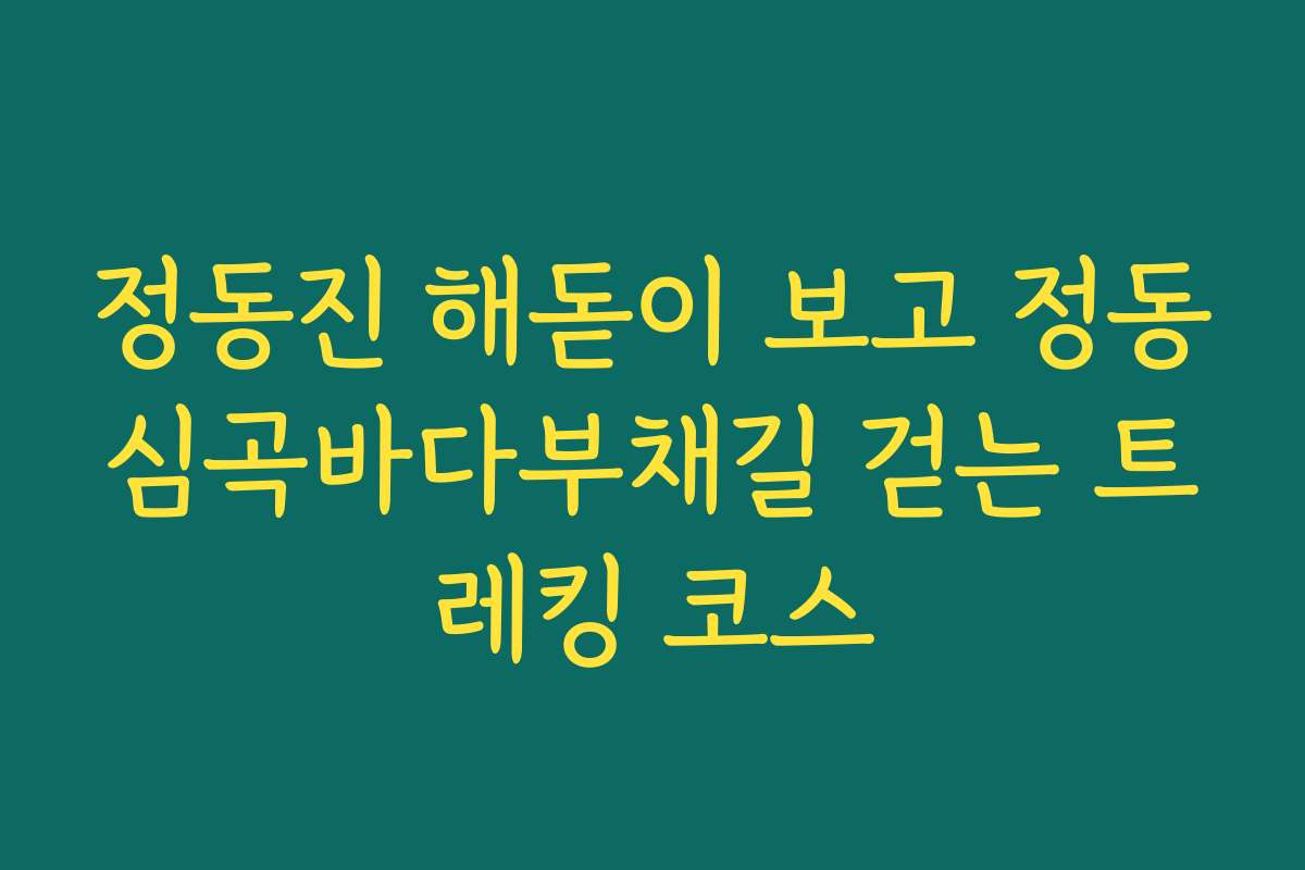 정동진 해돋이 보고 정동심곡바다부채길 걷는 트레킹 코스