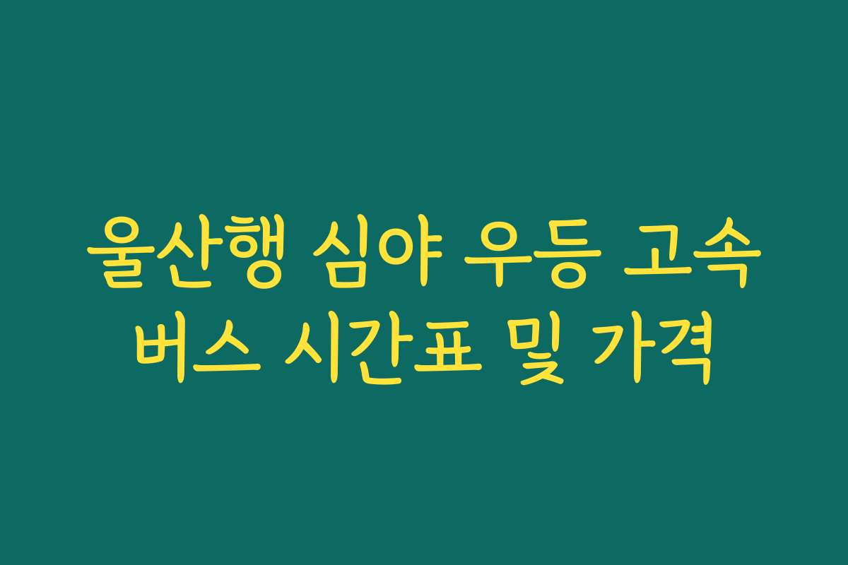 울산행 심야 우등 고속버스 시간표 및 가격