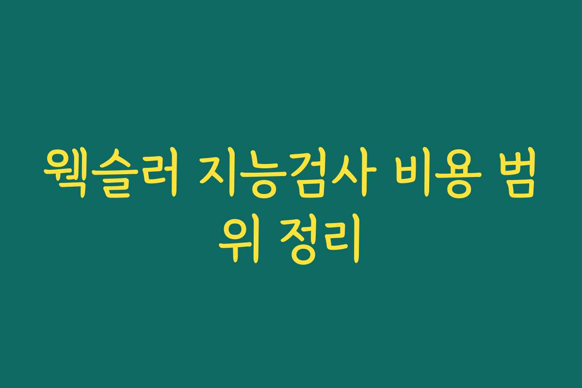 웩슬러 지능검사 비용 범위 정리