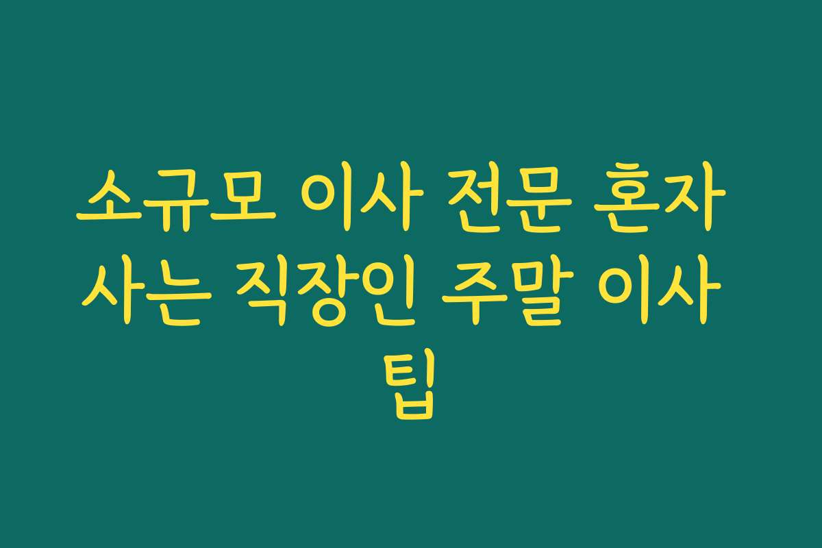 소규모 이사 전문 혼자 사는 직장인 주말 이사 팁