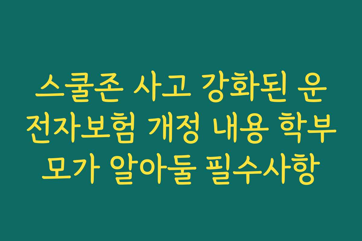 스쿨존 사고 강화된 운전자보험 개정 내용 학부모가 알아둘 필수사항