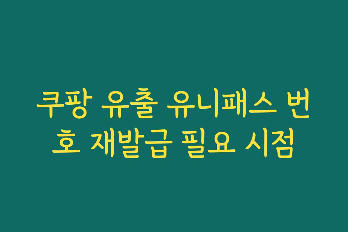 쿠팡 유출 유니패스 번호 재발급 필요 시점 쿠팡 유출 유니패스 번호 재발급 필요 시점