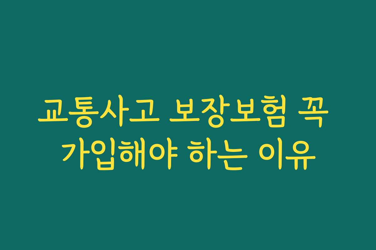 교통사고 보장보험 꼭 가입해야 하는 이유