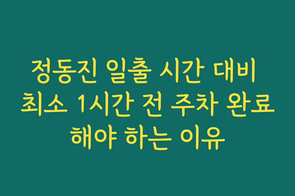 정동진 일출 시간 대비 최소 1시간 전 주차 완료해야 하는 이유