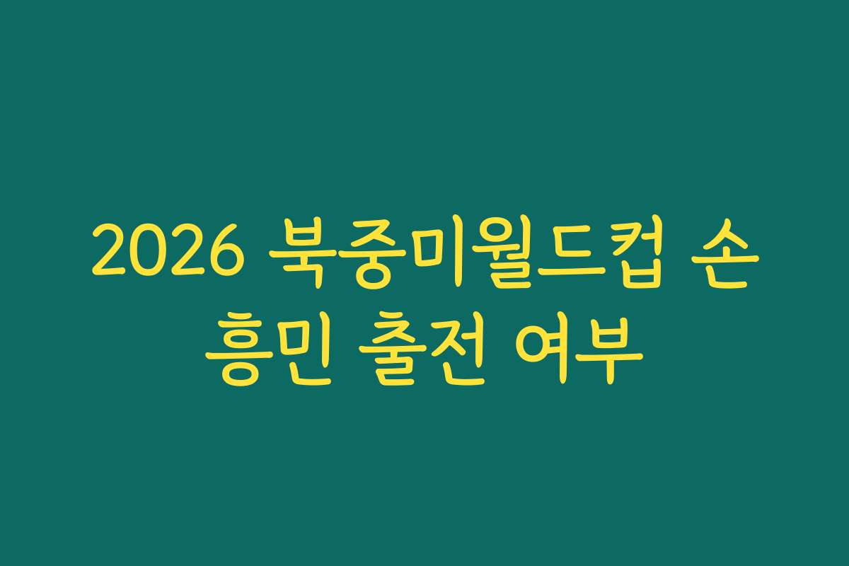 2026 북중미월드컵 손흥민 출전 여부