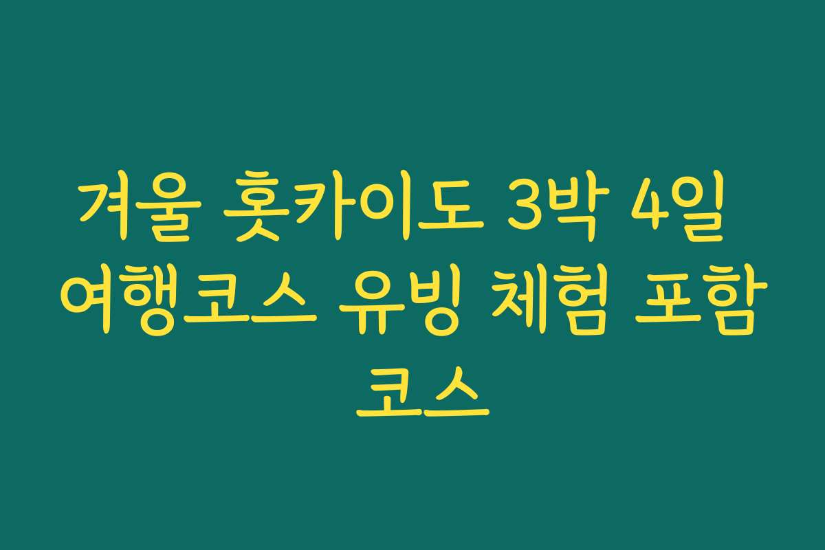 겨울 홋카이도 3박 4일 여행코스 유빙 체험 포함 코스