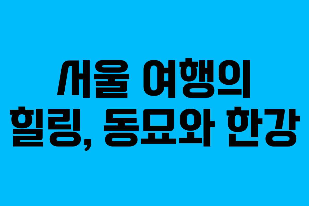 서울 여행의 힐링, 동묘와 한강