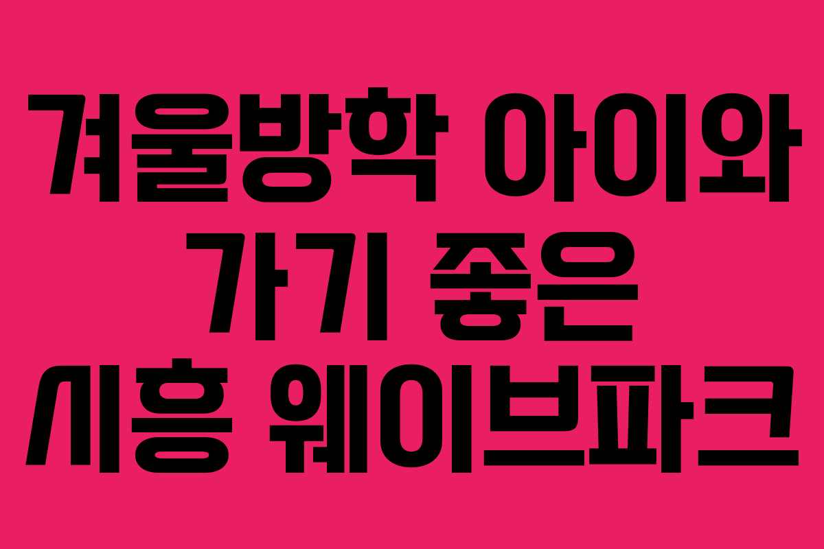 겨울방학 아이와 가기 좋은 시흥 웨이브파크