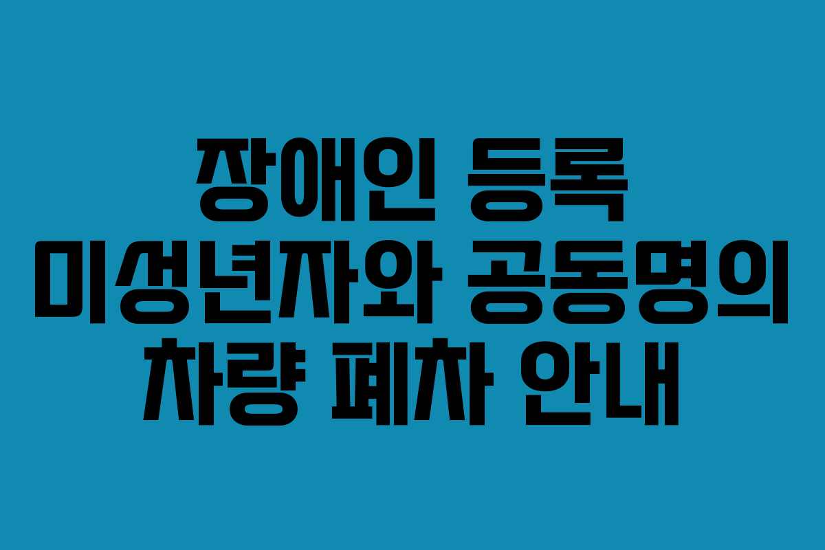 장애인 등록 미성년자와 공동명의 차량 폐차 안내