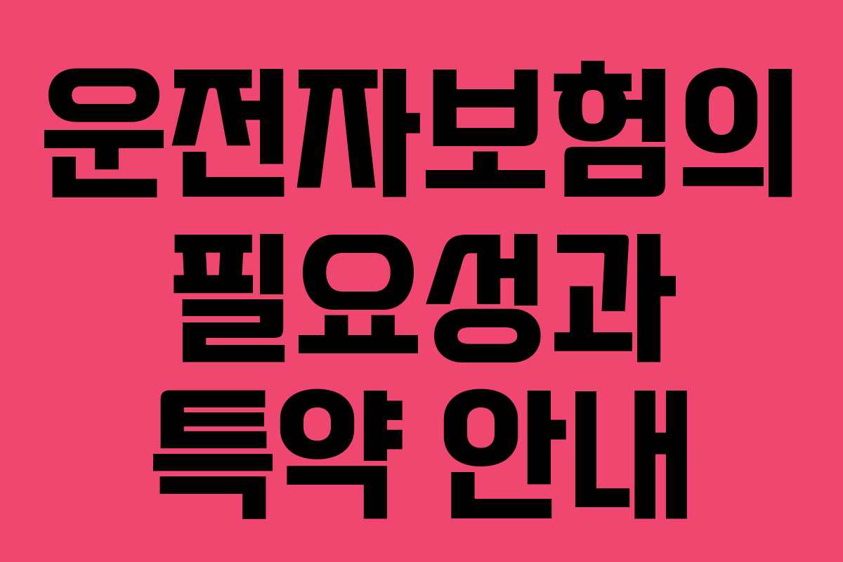 운전자보험의 필요성과 특약 안내