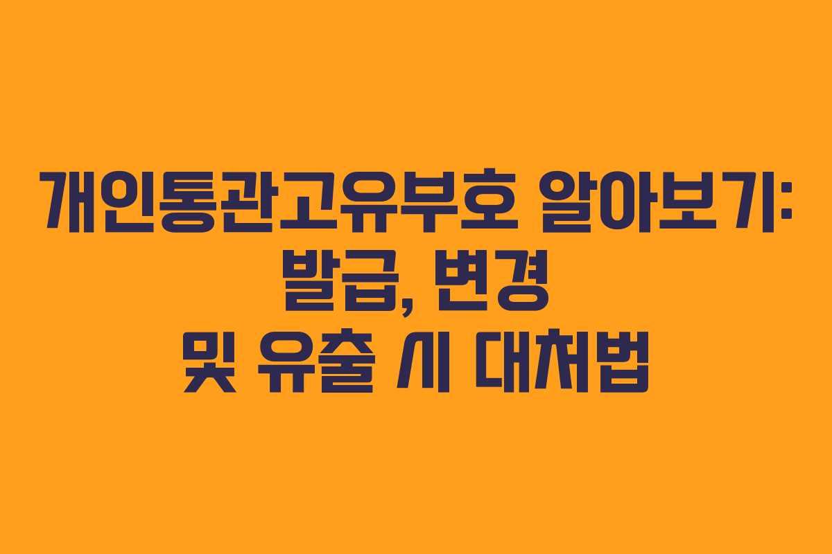 개인통관고유부호 알아보기: 발급, 변경 및 유출 시 대처법