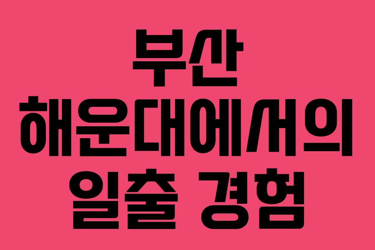부산 해운대에서의 일출 경험