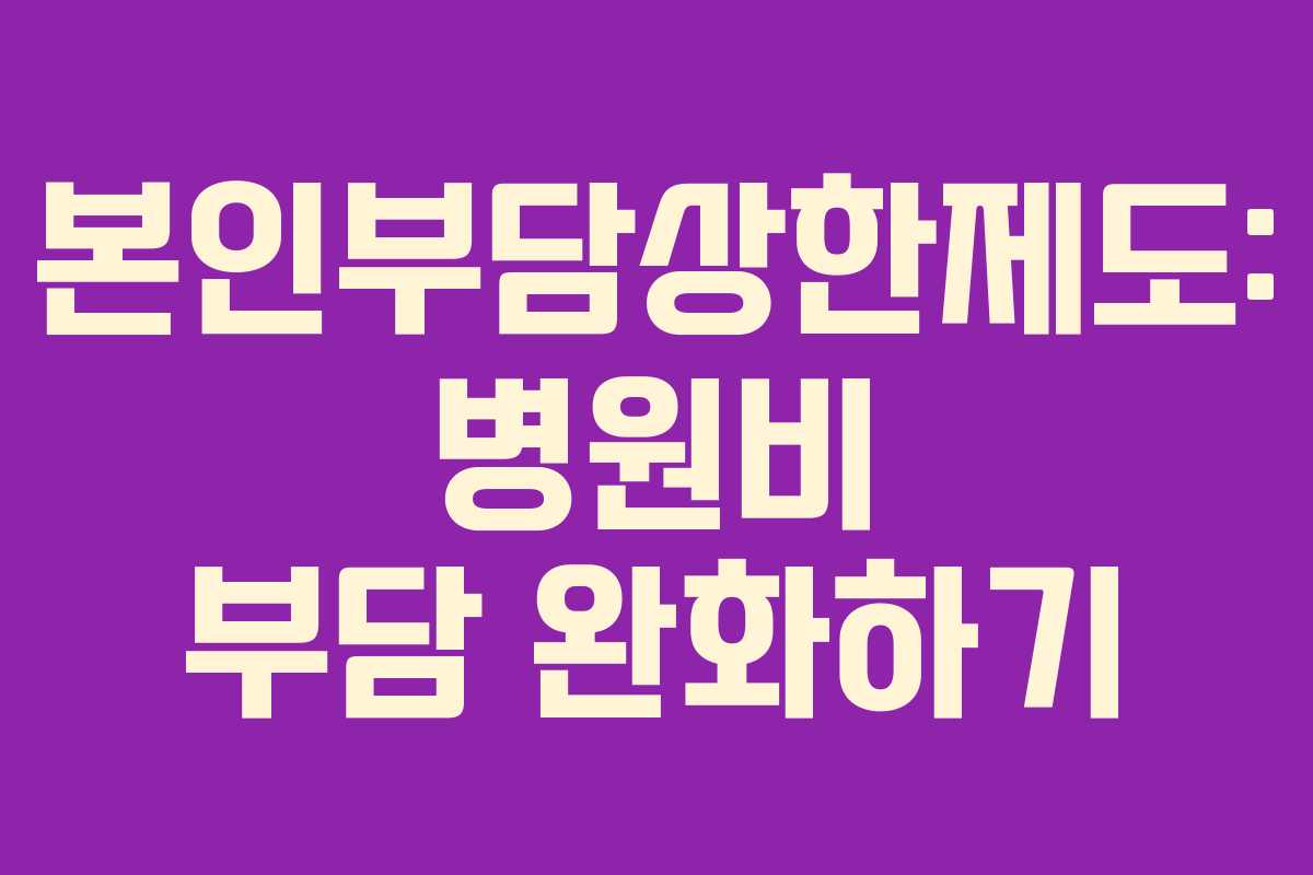 본인부담상한제도: 병원비 부담 완화하기
