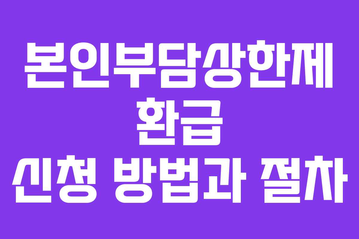 본인부담상한제 환급 신청 방법과 절차