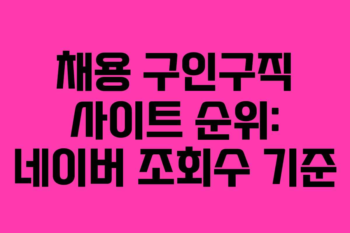 채용 구인구직 사이트 순위: 네이버 조회수 기준