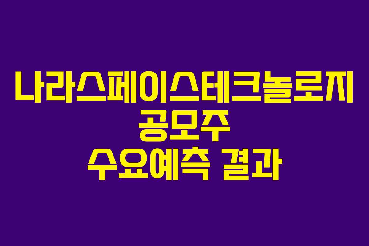 나라스페이스테크놀로지 공모주 수요예측 결과