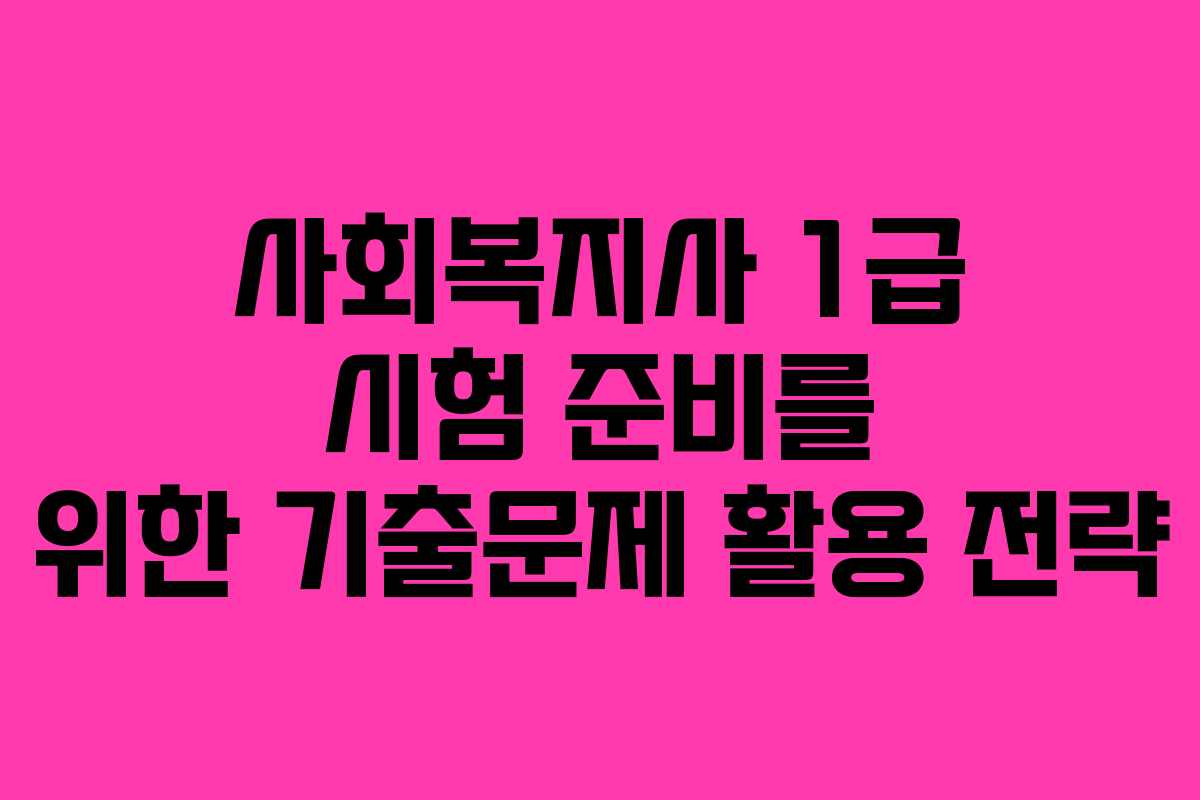 사회복지사 1급 시험 준비를 위한 기출문제 활용 전략 사회복지사 1급 시험 준비를 위한 기출문제 활용 전략