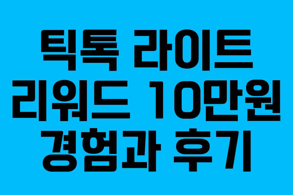틱톡 라이트 리워드 10만원 경험과 후기 틱톡 라이트 리워드 10만원 경험과 후기