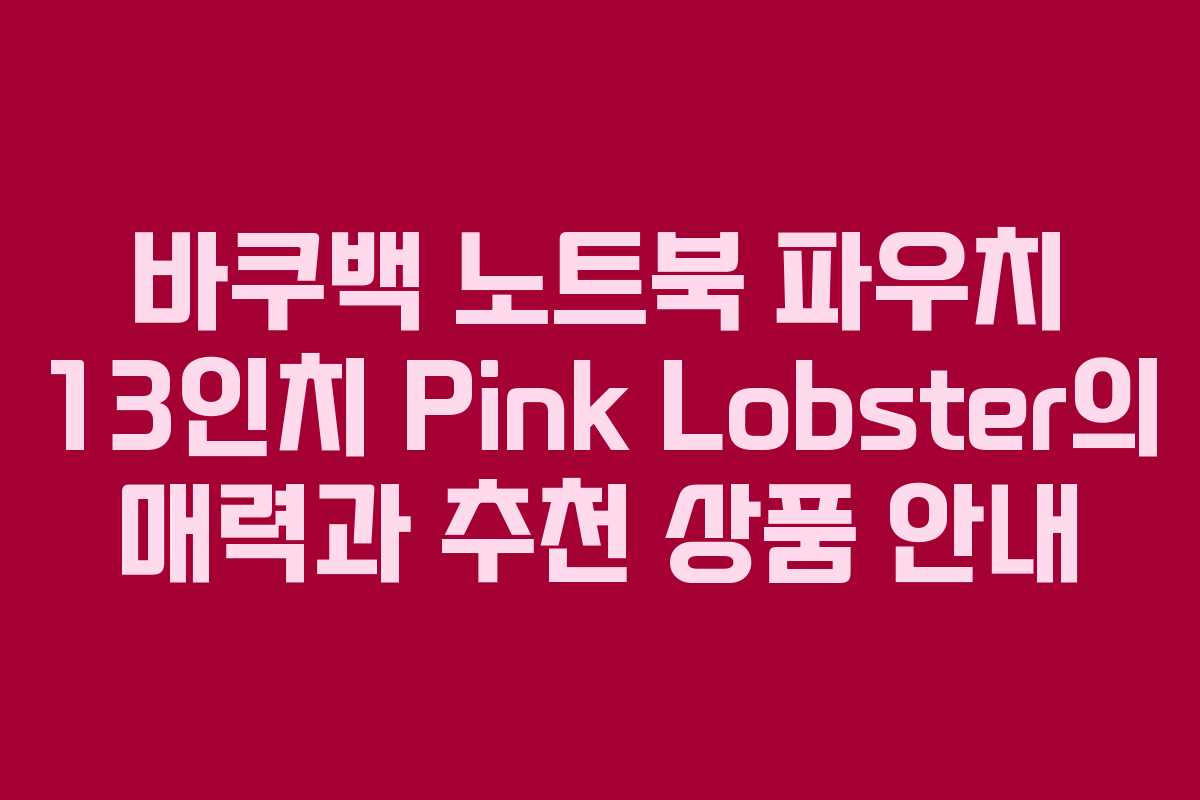 바쿠백 노트북 파우치 13인치 Pink Lobster의 매력과 추천 상품 안내 바쿠백 노트북 파우치 13인치 Pink Lobster의 매력과 추천 상품 안내