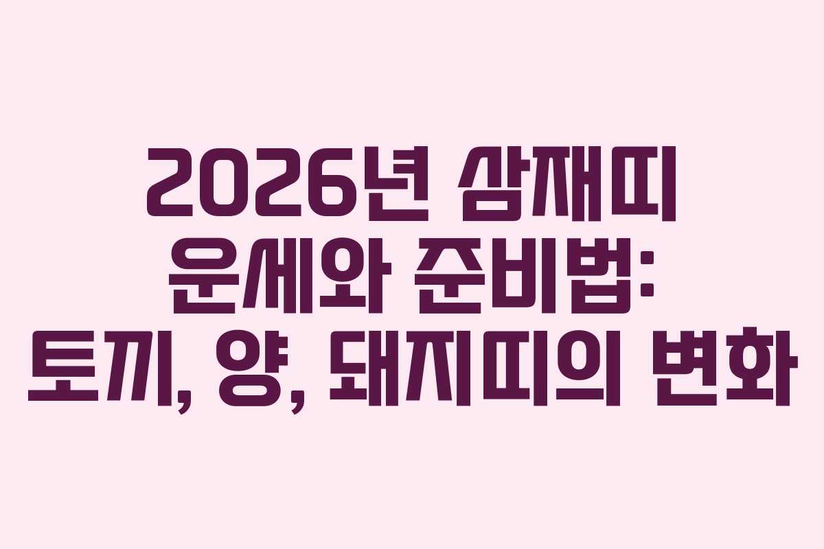 2026년 삼재띠 운세와 준비법: 토끼, 양, 돼지띠의 변화