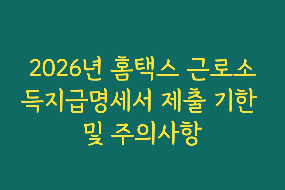 2026년 홈택스 근로소득지급명세서 제출 기한 및 주의사항 2026년 홈택스 근로소득지급명세서 제출 기한 및 주의사항