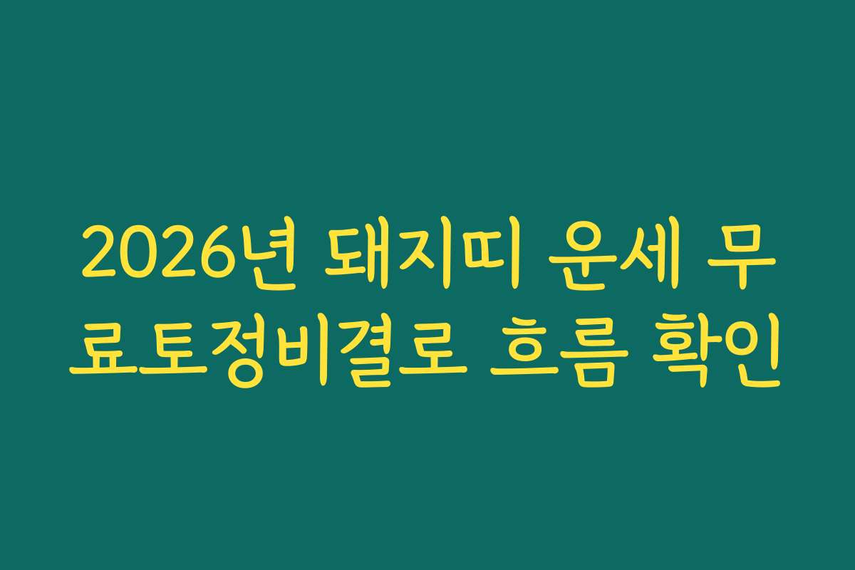 2026년 돼지띠 운세 무료토정비결로 흐름 확인