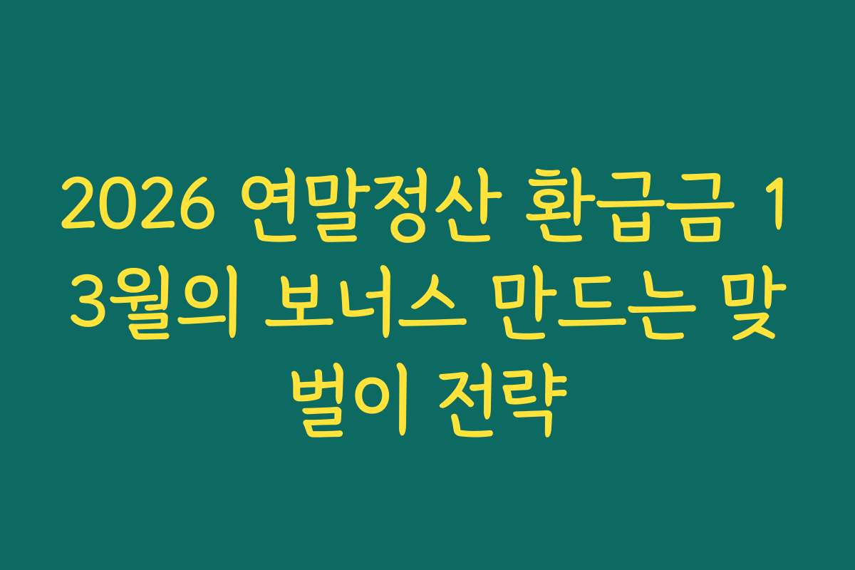 2026 연말정산 환급금 13월의 보너스 만드는 맞벌이 전략