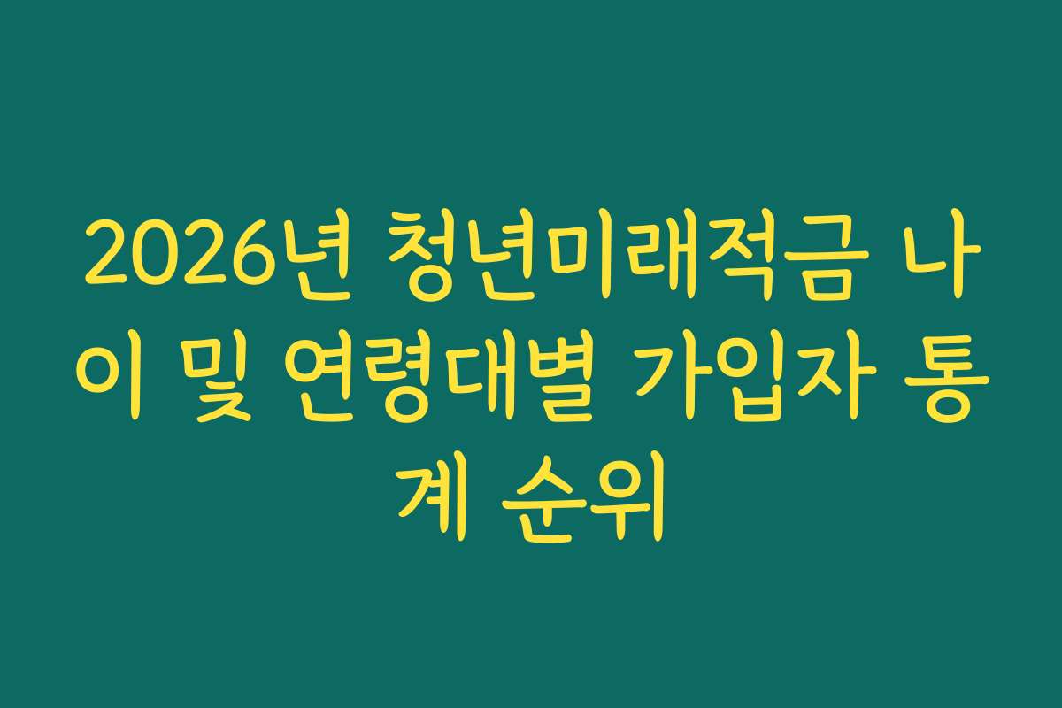 2026년 청년미래적금 나이 및 연령대별 가입자 통계 순위