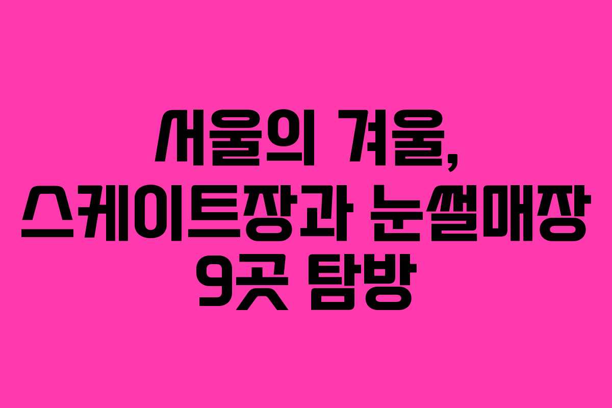 서울의 겨울, 스케이트장과 눈썰매장 9곳 탐방 서울의 겨울, 스케이트장과 눈썰매장 9곳 탐방