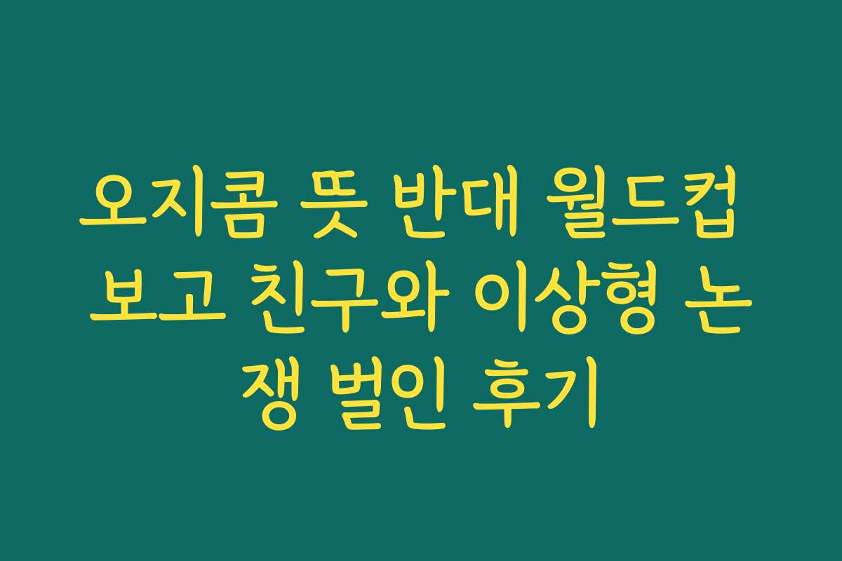 오지콤 뜻 반대 월드컵 보고 친구와 이상형 논쟁 벌인 후기
