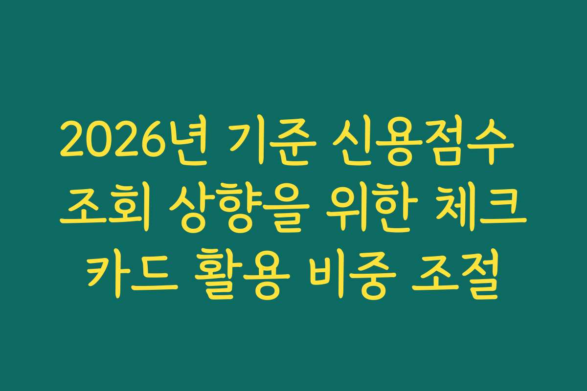 2026년 기준 신용점수 조회 상향을 위한 체크카드 활용 비중 조절