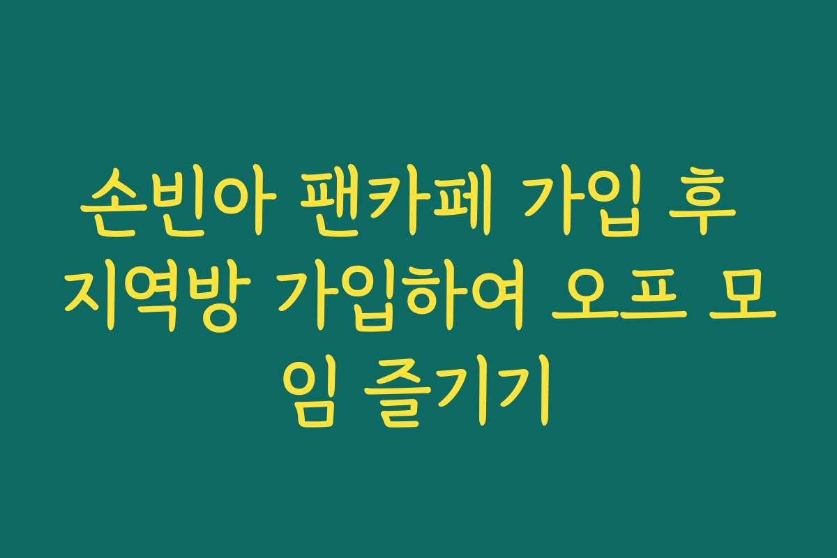 손빈아 팬카페 가입 후 지역방 가입하여 오프 모임 즐기기