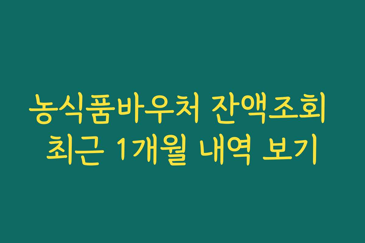 농식품바우처 잔액조회 최근 1개월 내역 보기