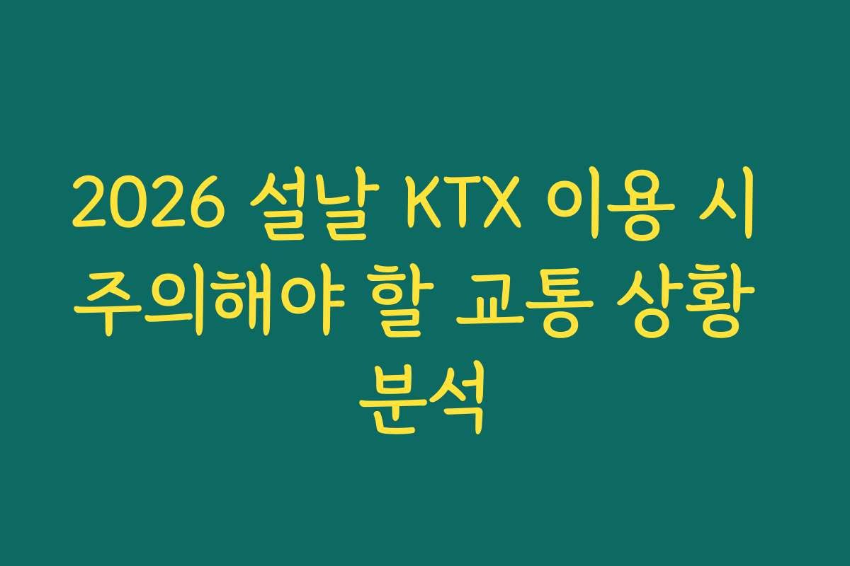 2026 설날 KTX 이용 시 주의해야 할 교통 상황 분석