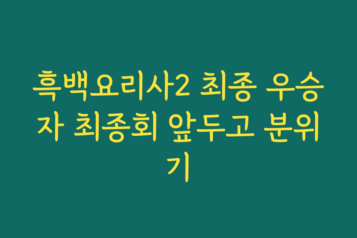 흑백요리사2 최종 우승자 최종회 앞두고 분위기 흑백요리사2 최종 우승자 최종회 앞두고 분위기