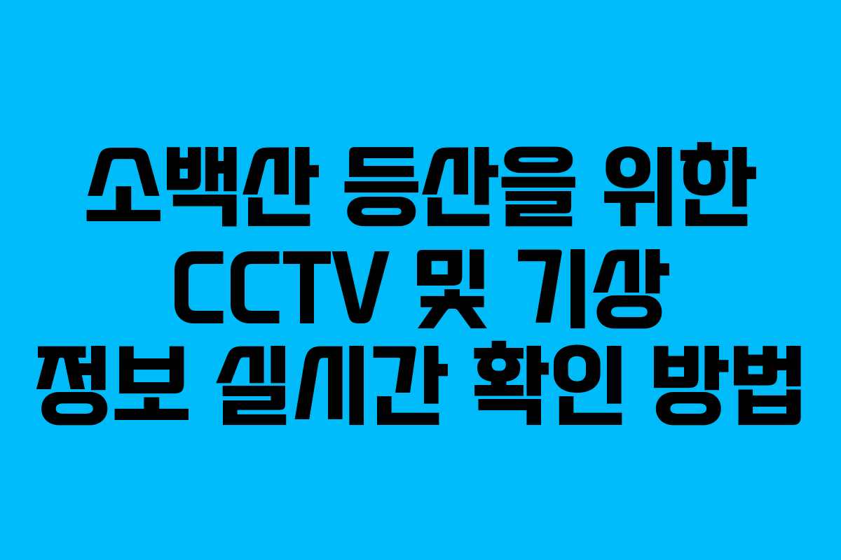 소백산 등산을 위한 CCTV 및 기상 정보 실시간 확인 방법