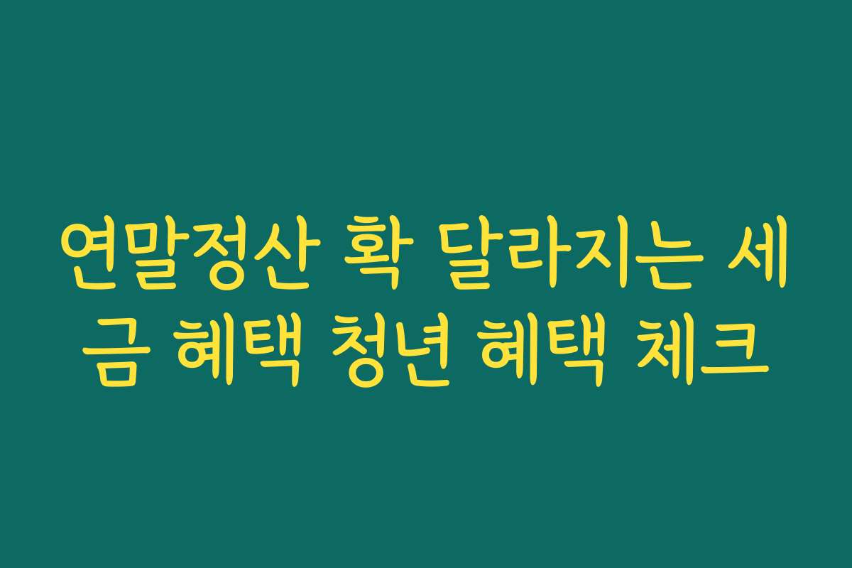 연말정산 확 달라지는 세금 혜택 청년 혜택 체크
