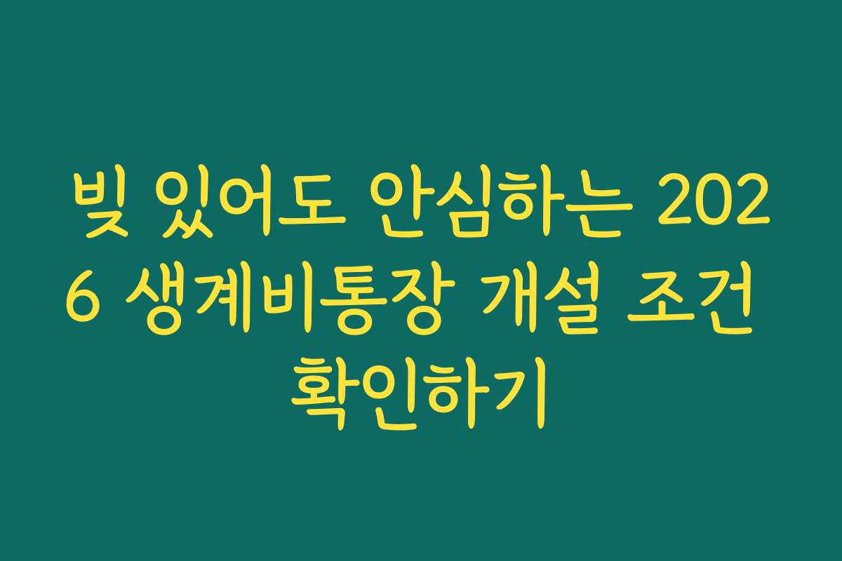 빚 있어도 안심하는 2026 생계비통장 개설 조건 확인하기 빚 있어도 안심하는 2026 생계비통장 개설 조건 확인하기