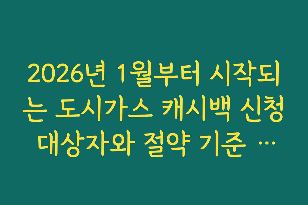 2026년 1월부터 시작되는 도시가스 캐시백 신청 대상자와 절약 기준 확인