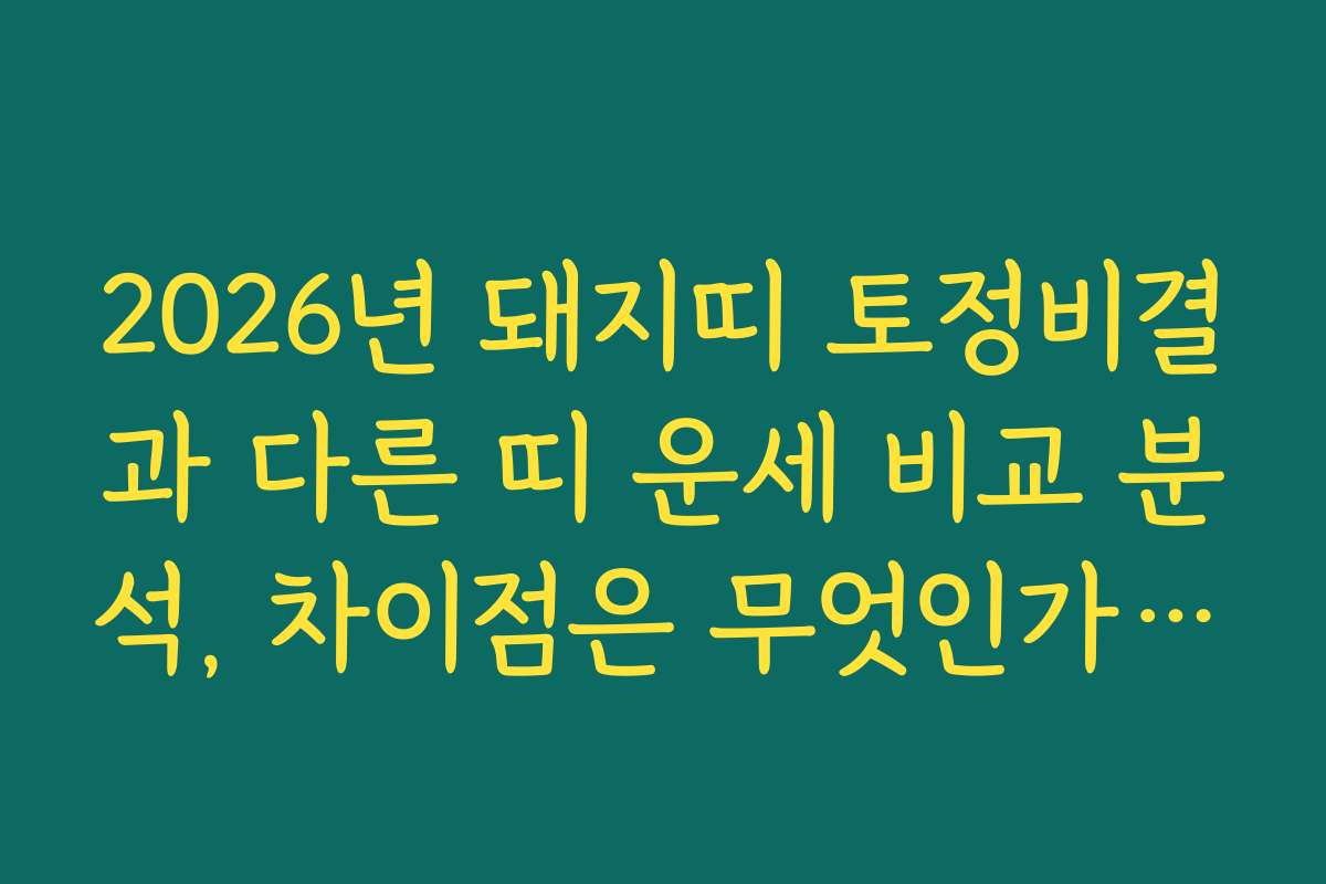 2026년 돼지띠 토정비결과 다른 띠 운세 비교 분석, 차이점은 무엇인가요?