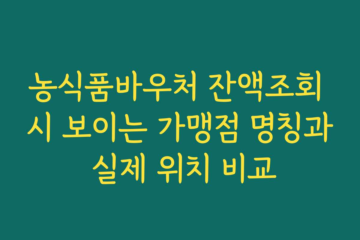 농식품바우처 잔액조회 시 보이는 가맹점 명칭과 실제 위치 비교