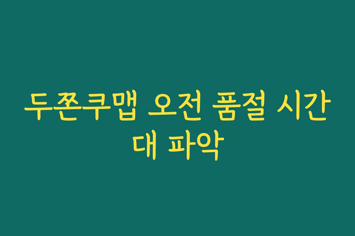 두쫀쿠맵 오전 품절 시간대 파악