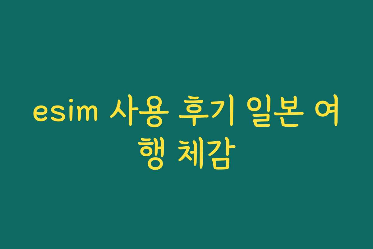 esim 사용 후기 일본 여행 체감 esim 사용 후기 일본 여행 체감