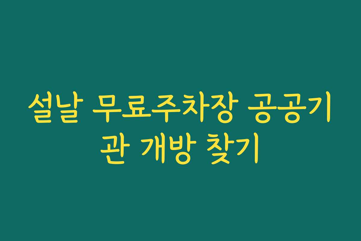 설날 무료주차장 공공기관 개방 찾기