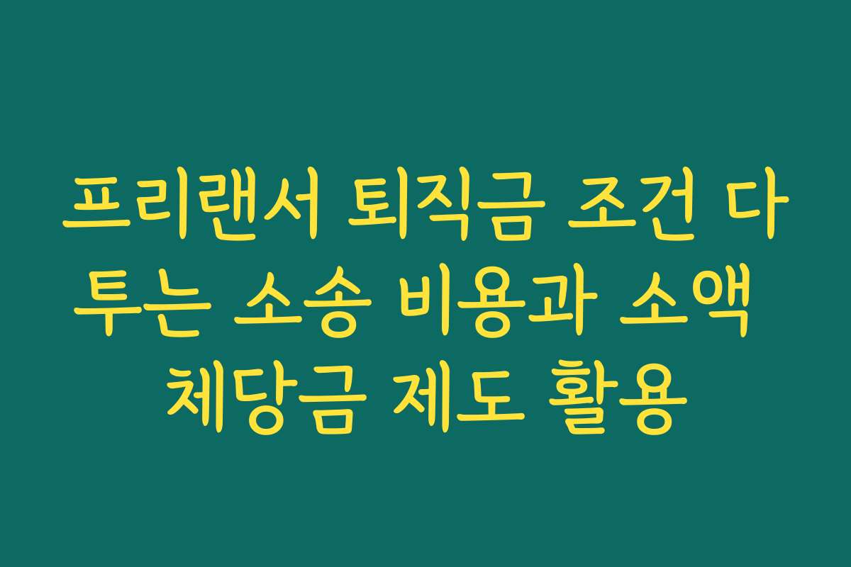 프리랜서 퇴직금 조건 다투는 소송 비용과 소액 체당금 제도 활용 프리랜서 퇴직금 조건 다투는 소송 비용과 소액 체당금 제도 활용