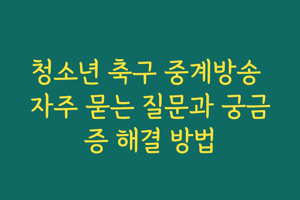 청소년 축구 중계방송 자주 묻는 질문과 궁금증 해결 방법 청소년 축구 중계방송 자주 묻는 질문과 궁금증 해결 방법