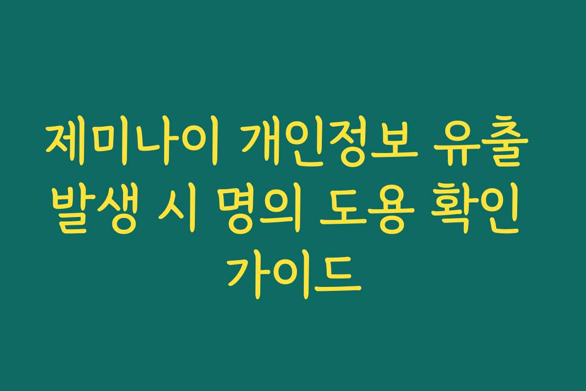 제미나이 개인정보 유출 발생 시 명의 도용 확인 가이드